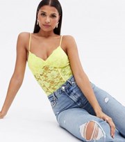 New Look Light Green Lace Strappy Bodysuit